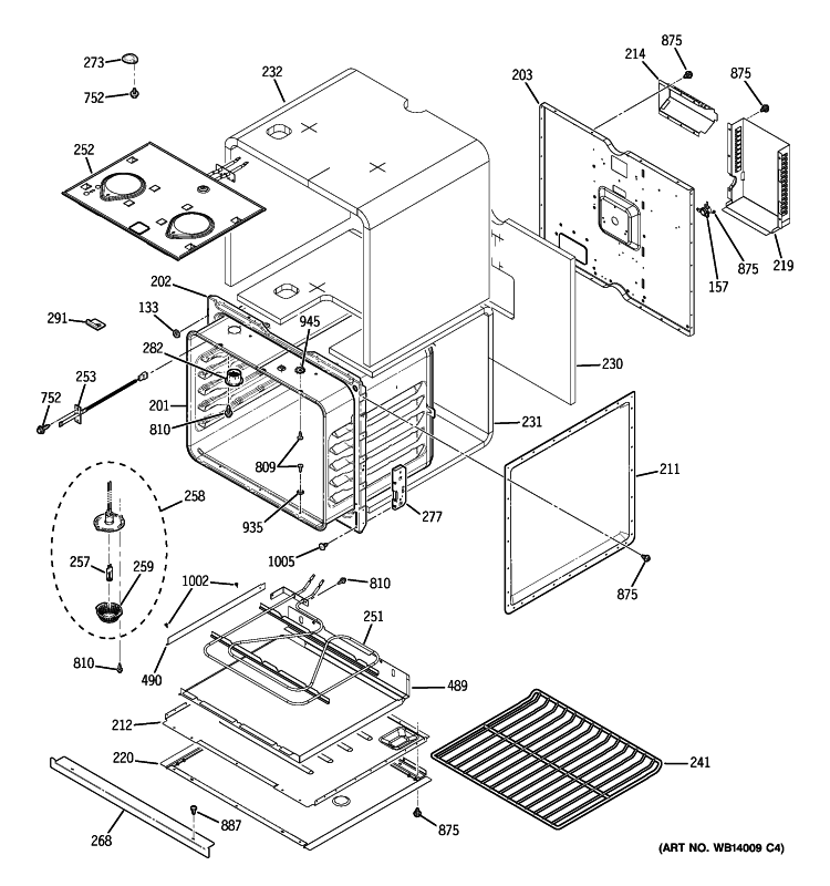LOWER OVEN Diagram and Parts List for JKP75SP3SS  General Electric Wall Oven