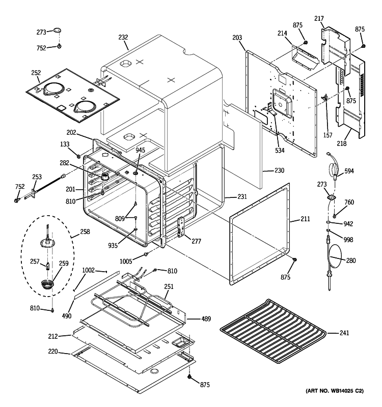 UPPER OVEN Diagram and Parts List for PK956BM5BB  General Electric Wall Oven