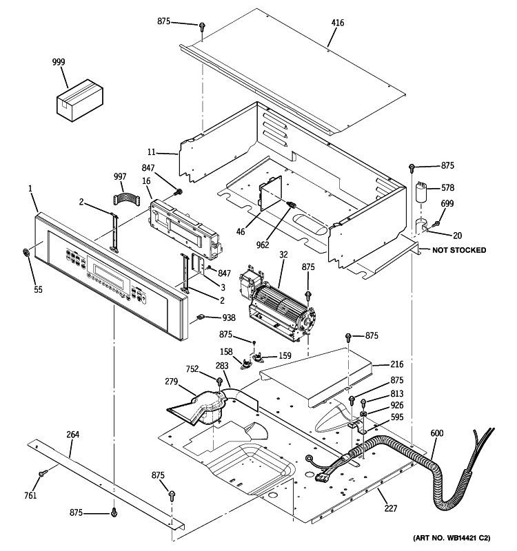 CONTROL PANEL Diagram and Parts List for ZEK958SM4SS  General Electric Wall Oven