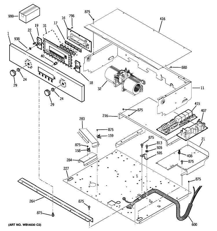 CONTROL PANEL Diagram and Parts List for ZET1PM2SS  General Electric Wall Oven