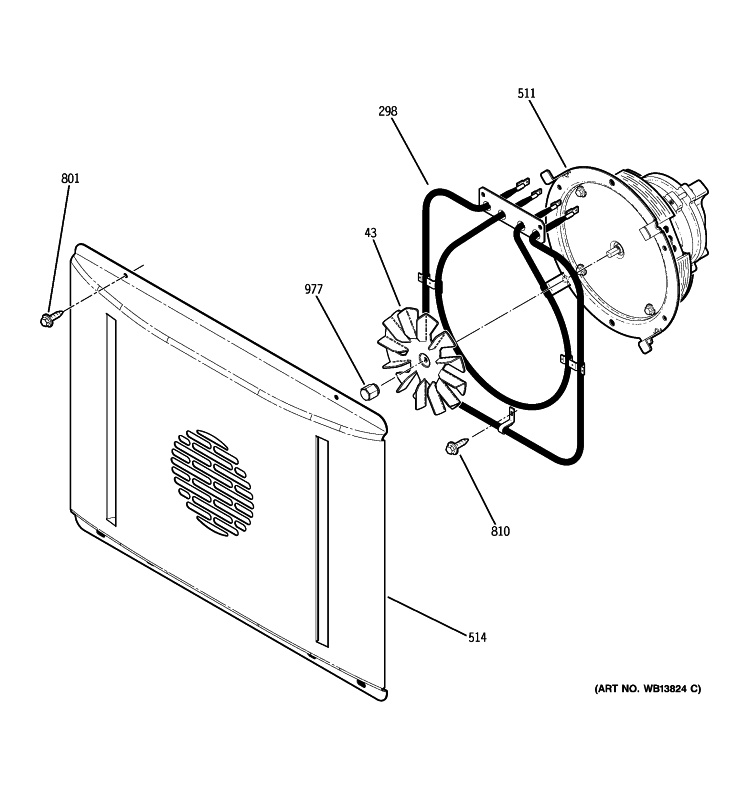 CONVECTION FAN Diagram and Parts List for ZET2PM2SS  General Electric Wall Oven