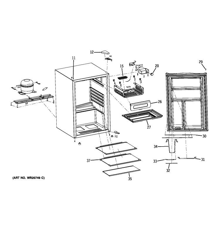REFRIGERATOR Diagram and Parts List for WMR04GAVBBB  General Electric Refrigerator