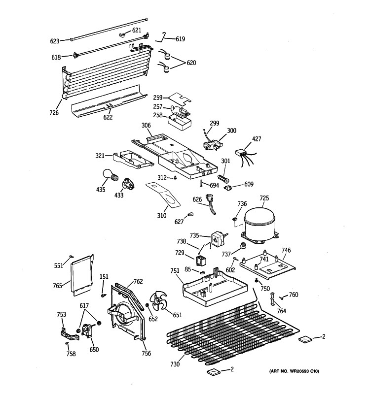 UNIT PARTS Diagram and Parts List for GTH18ABT2RWW  General Electric Refrigerator