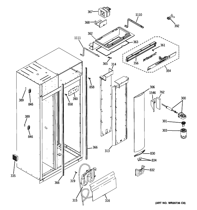 FRESH FOOD SECTION Diagram and Parts List for ZIS360NXB  General Electric Refrigerator