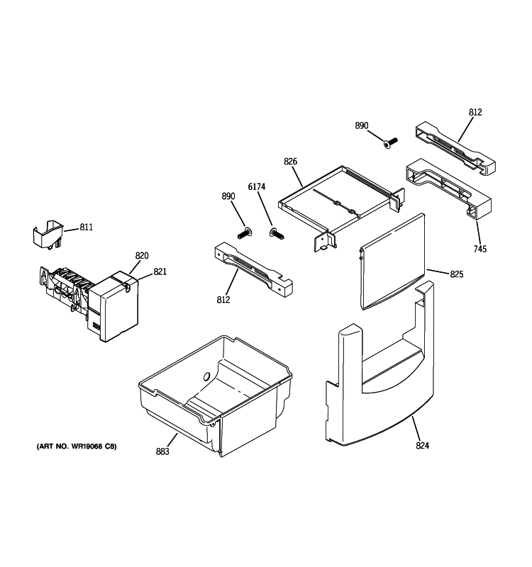 ICE MAKER & DISPENSER Diagram and Parts List for ZIS480NXB  General Electric Refrigerator