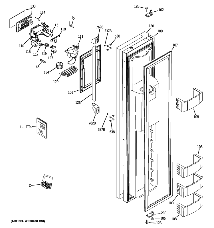 FREEZER DOOR Diagram and Parts List for ZSEP480DYBSS  General Electric Refrigerator