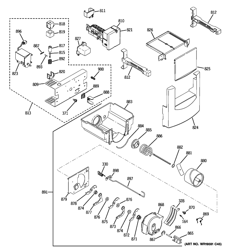 ICE MAKER & DISPENSER Diagram and Parts List for ZSEP480DYBSS  General Electric Refrigerator