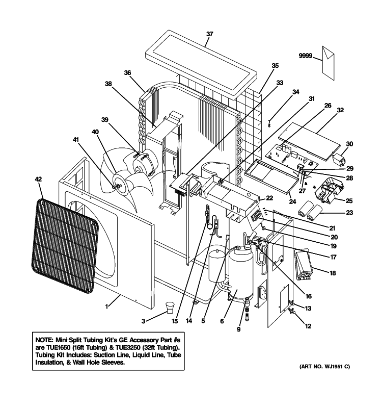 ROOM AIR CONDITIONER Diagram and Parts List for AE0RD10AM0V1  General Electric Air Conditioner