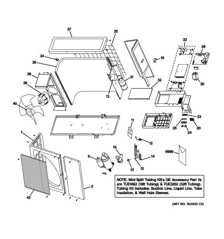 ROOM AIR CONDITIONER Diagram and Parts List for AE0RD20DM0V1  General Electric Air Conditioner