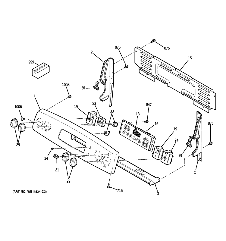 CONTROL PANEL Diagram and Parts List for JB850SP2SS  General Electric Range