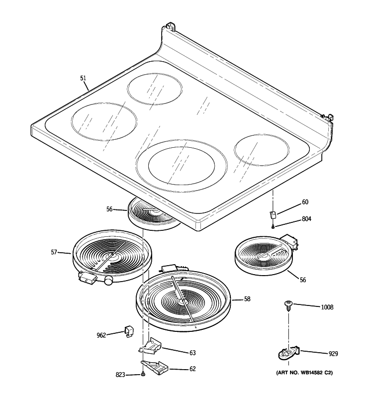 COOKTOP Diagram and Parts List for JB850SP2SS  General Electric Range
