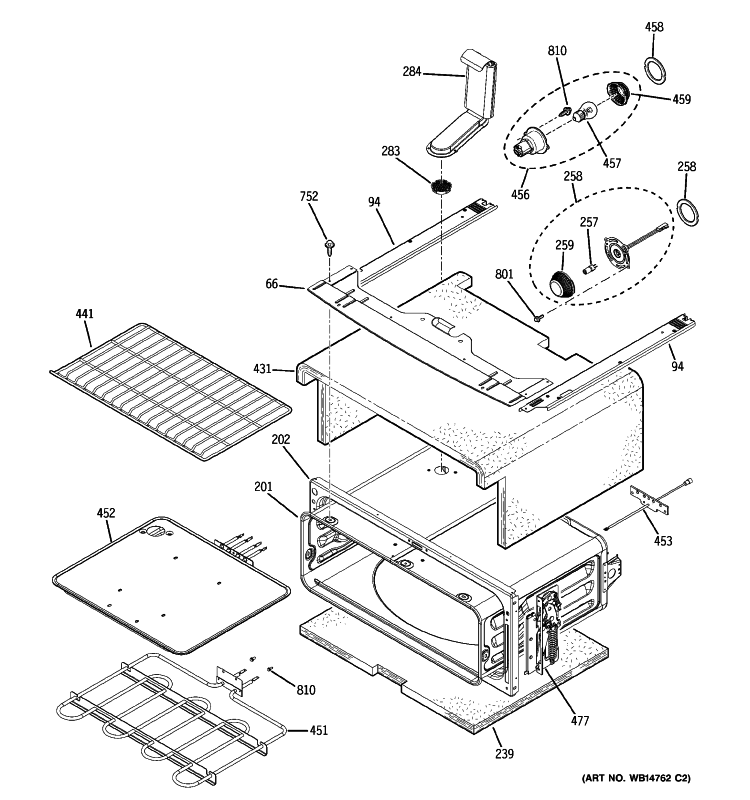 UPPER OVEN Diagram and Parts List for PCB975DP2BB  General Electric Range
