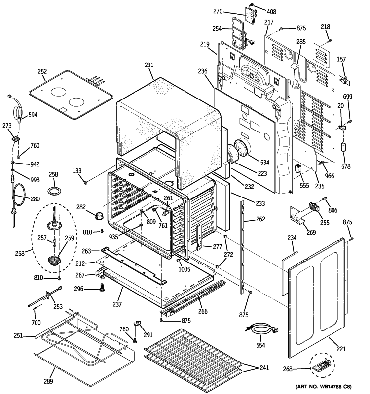 LOWER OVEN Diagram and Parts List for PCB975DP2BB  General Electric Range