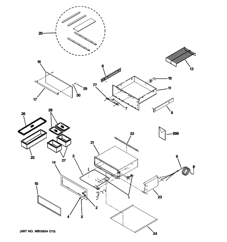 WARMING DRAWER Diagram and Parts List for ZTD910BF5BB  General Electric Warming Drawer