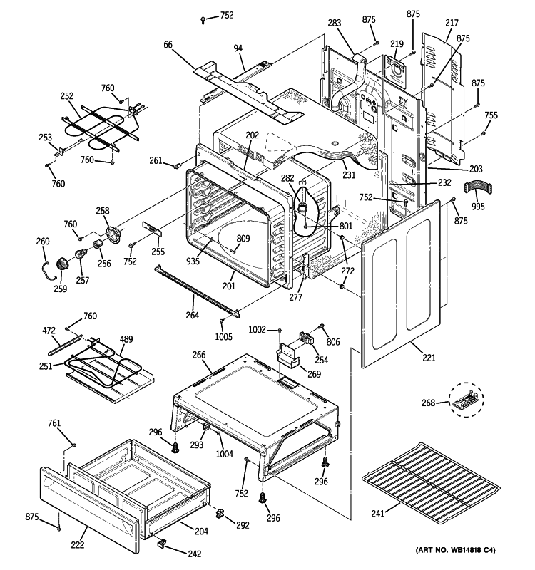BODY PARTS Diagram and Parts List for JB400DP2WW  General Electric Range
