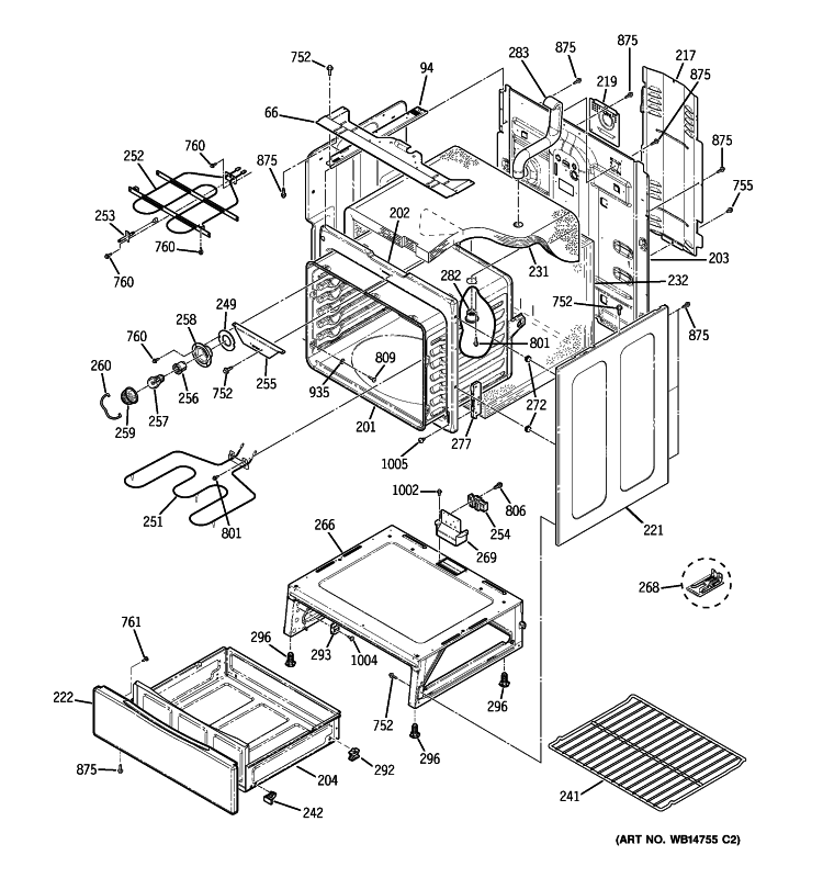BODY PARTS Diagram and Parts List for JB620SR3SS  General Electric Range