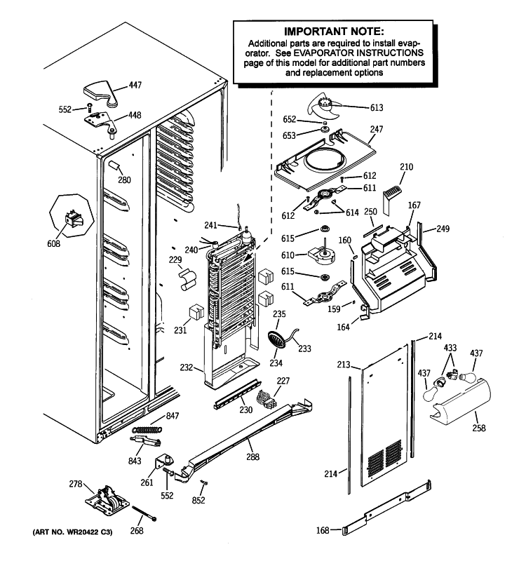FREEZER SECTION Diagram and Parts List for CSHS6UGZBSS  General Electric Refrigerator