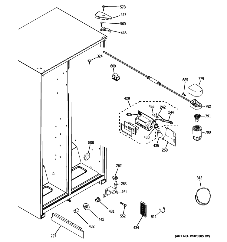 FRESH FOOD SECTION Diagram and Parts List for GSS25GFXABB  General Electric Refrigerator