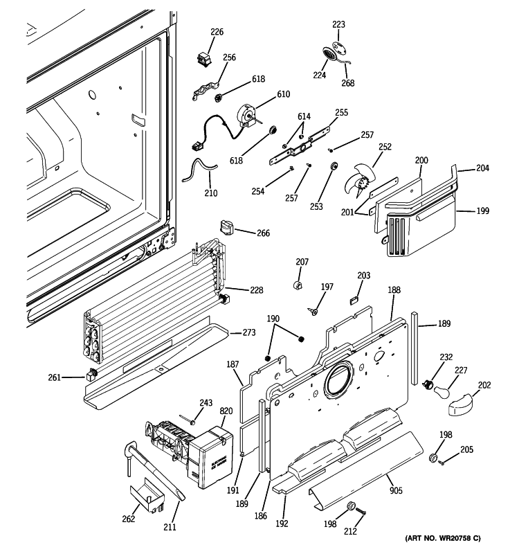 FREEZER SECTION Diagram and Parts List for PFSF5NFZACC  General Electric Refrigerator