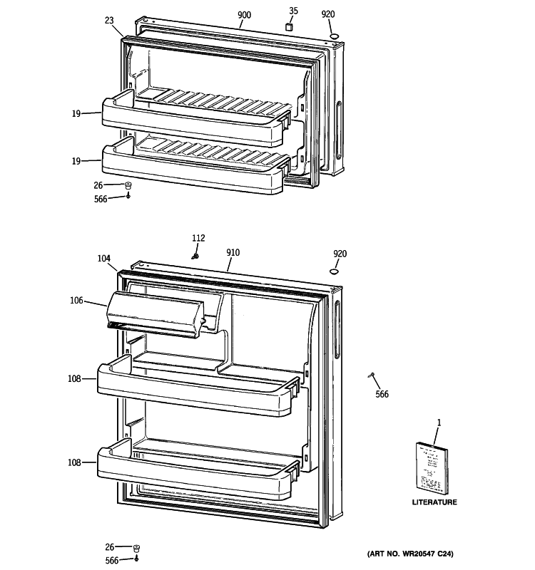 DOORS Diagram and Parts List for HTR17DBSHRBB  Hotpoint Refrigerator
