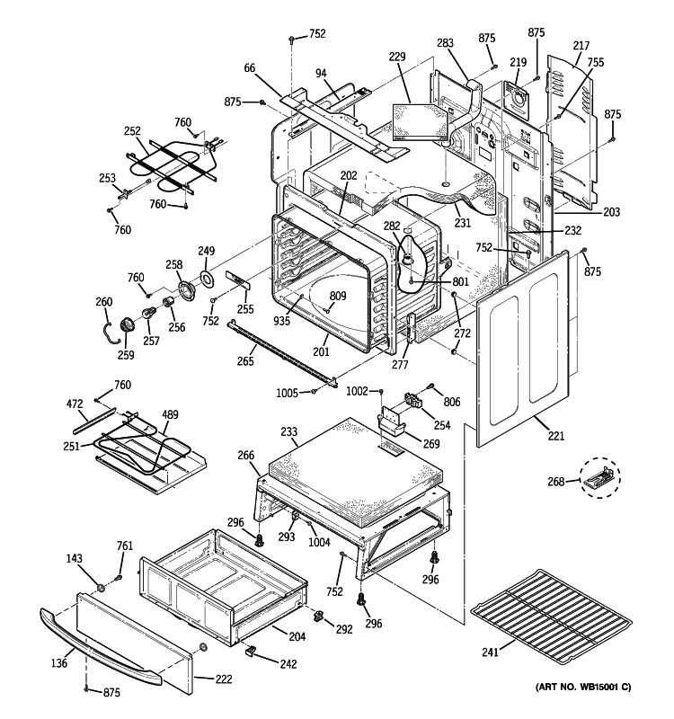 BODY PARTS Diagram and Parts List for JB640MR2BS  General Electric Range