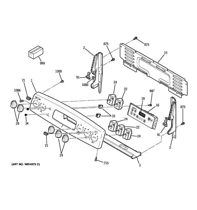 CONTROL PANEL Diagram and Parts List for JB650SP2SS  General Electric Range