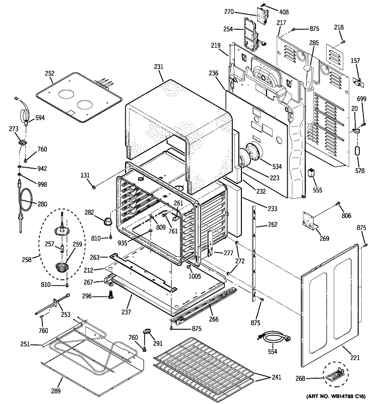 LOWER OVEN Diagram and Parts List for PCB975DP3BB  General Electric Range