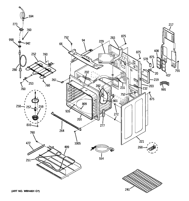 BODY PARTS Diagram and Parts List for PCB920SR2SS  General Electric Range