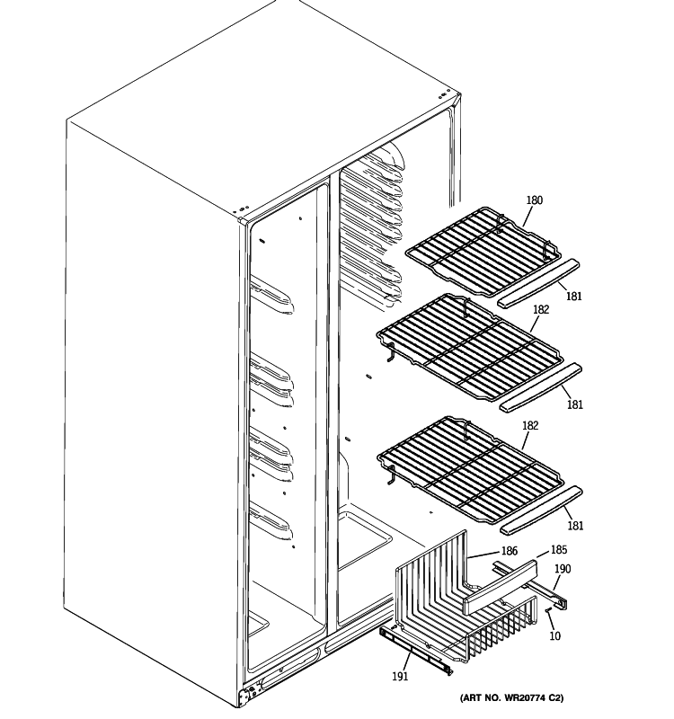 FREEZER SHELVES Diagram and Parts List for GSHL6KGZBCLS  General Electric Refrigerator