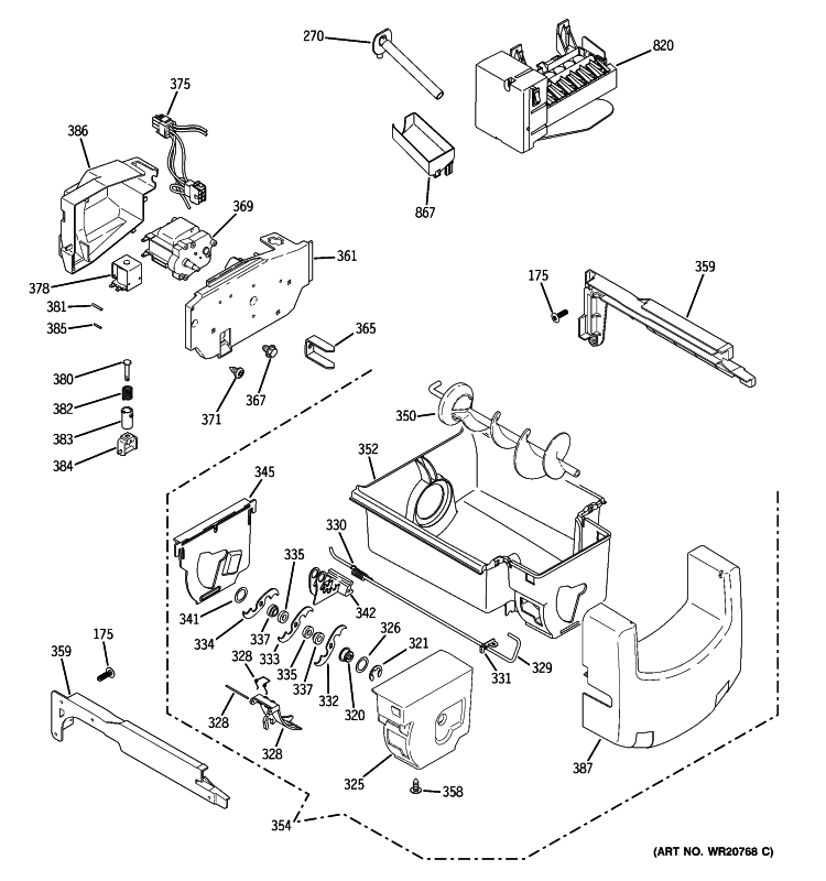 ICE MAKER & DISPENSER Diagram and Parts List for LSHS6LGZBCSS  General Electric Refrigerator