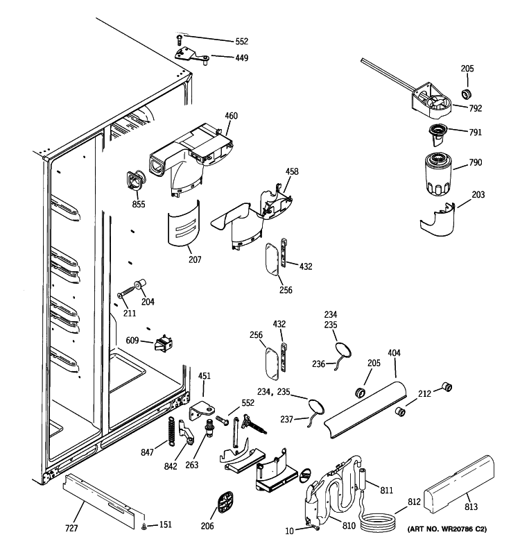 FRESH FOOD SECTION Diagram and Parts List for PSHF6PGZBEBB  General Electric Refrigerator