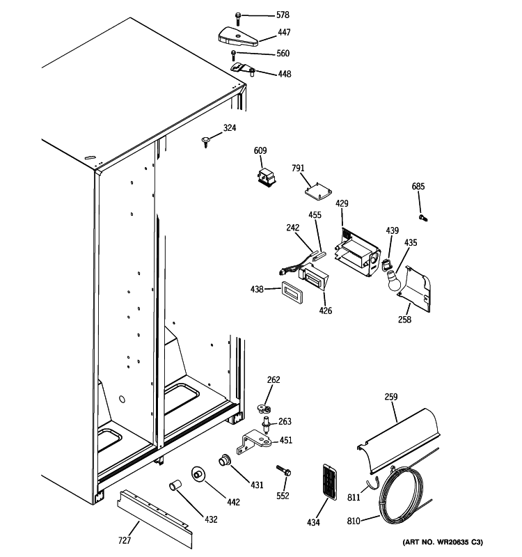 FRESH FOOD SECTION Diagram and Parts List for GSE22KEWJFSS  General Electric Refrigerator