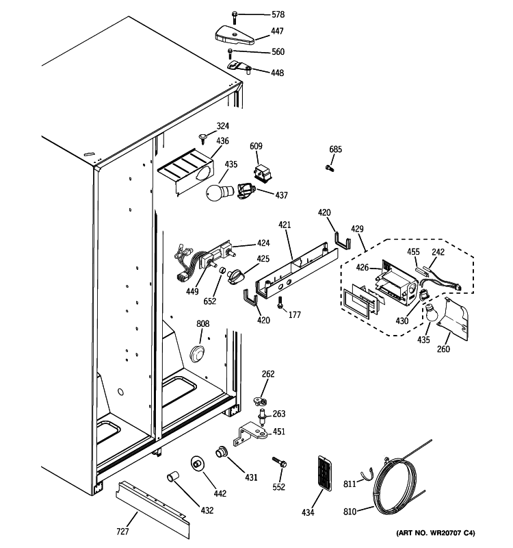 FRESH FOOD SECTION Diagram and Parts List for GSE22KEWNFSS  General Electric Refrigerator
