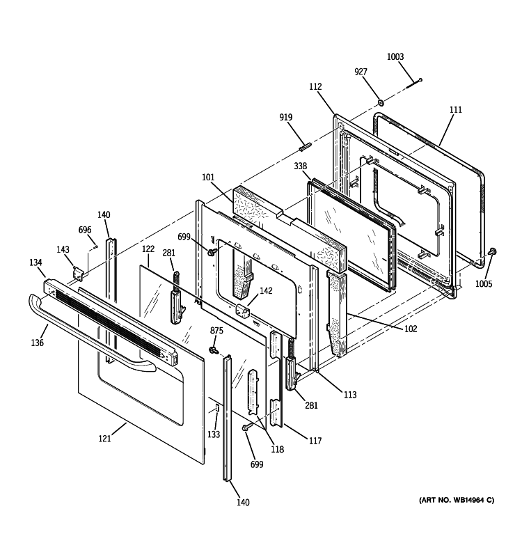 DOOR Diagram and Parts List for JB640MP2BS  General Electric Range