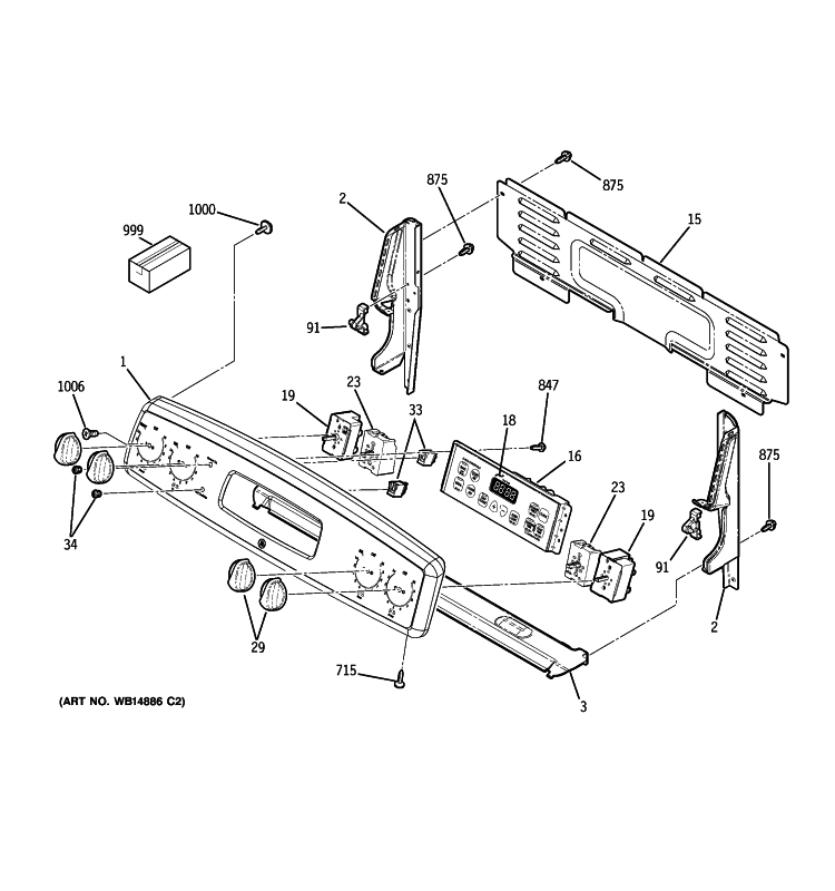 CONTROL PANEL Diagram and Parts List for JB660DR3SS  General Electric Range