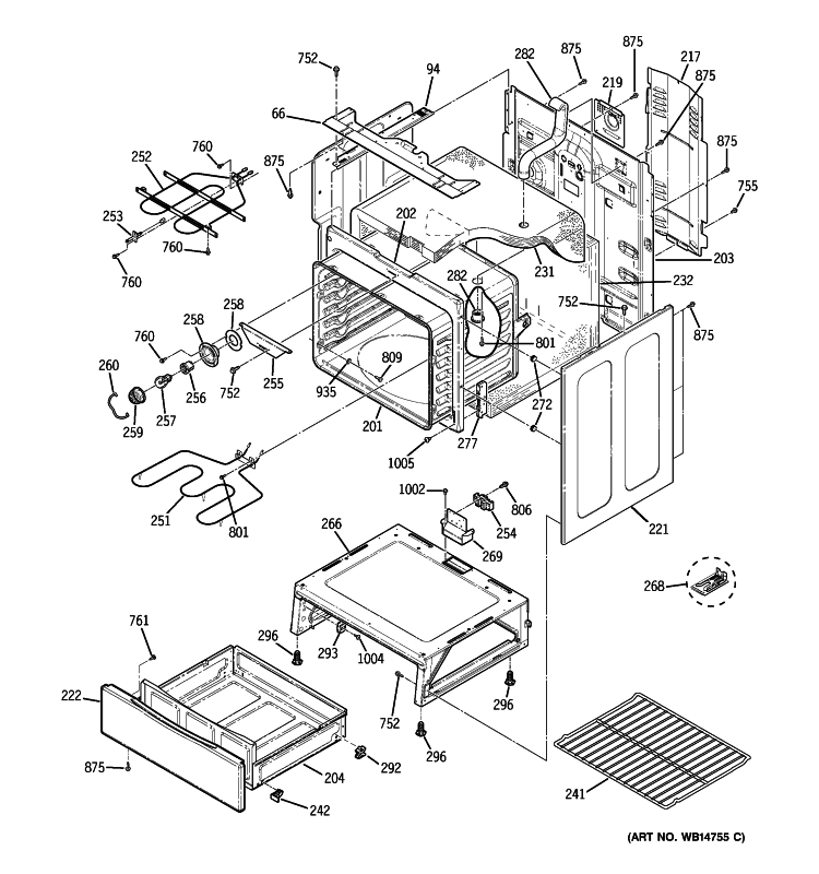 BODY PARTS Diagram and Parts List for JBS55SM4SS  General Electric Range