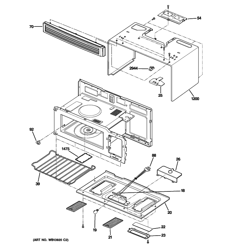 OVEN CAVITY PARTS Diagram and Parts List for JNM1541SM4SS  General Electric Microwave