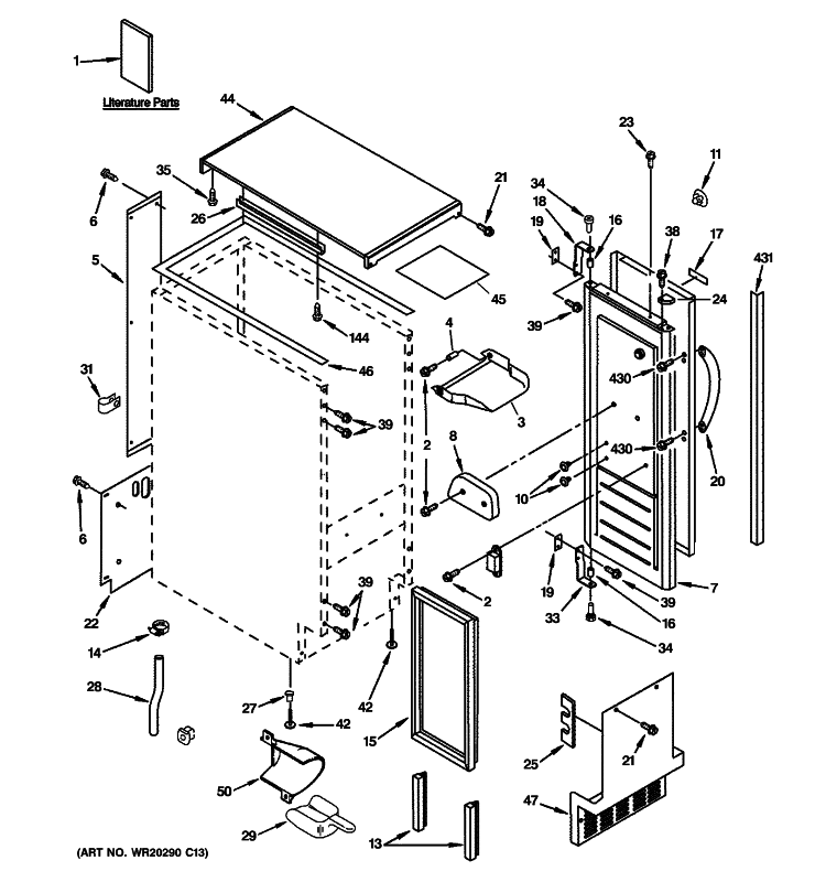CABINET, LINER & DOOR PARTS Diagram and Parts List for ZDIC150ZBBD  General Electric Ice Maker