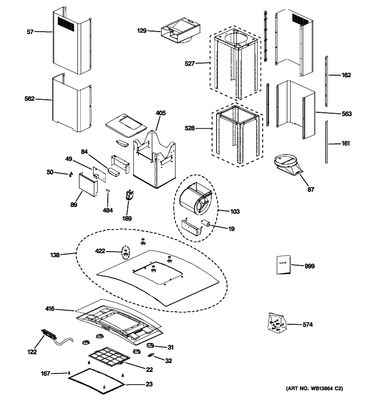 RANGE HOOD Diagram and Parts List for ZV925SL2SS  General Electric Range Hood