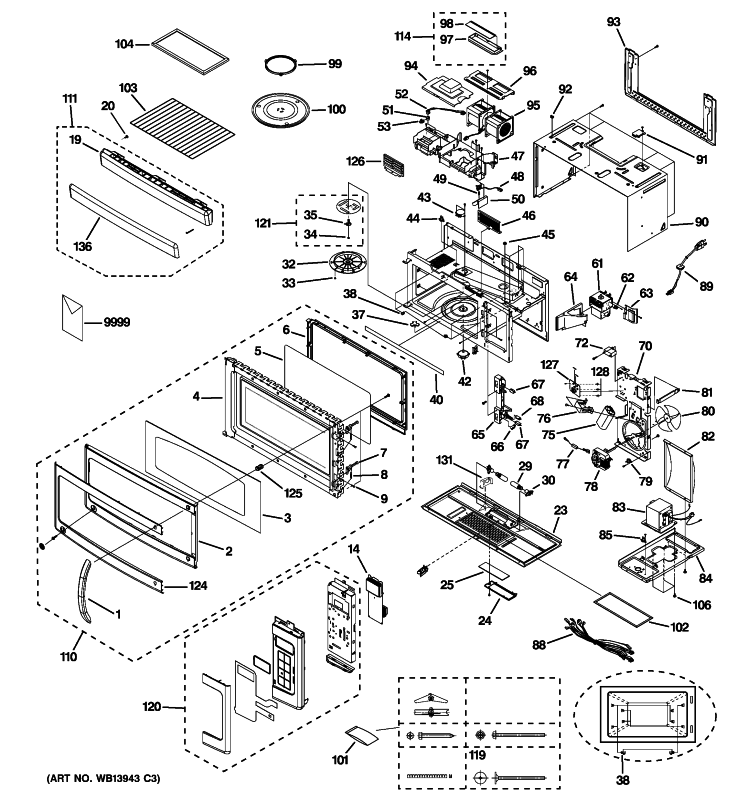 MICROWAVE Diagram and Parts List for DVM1850SM4SS  General Electric Microwave