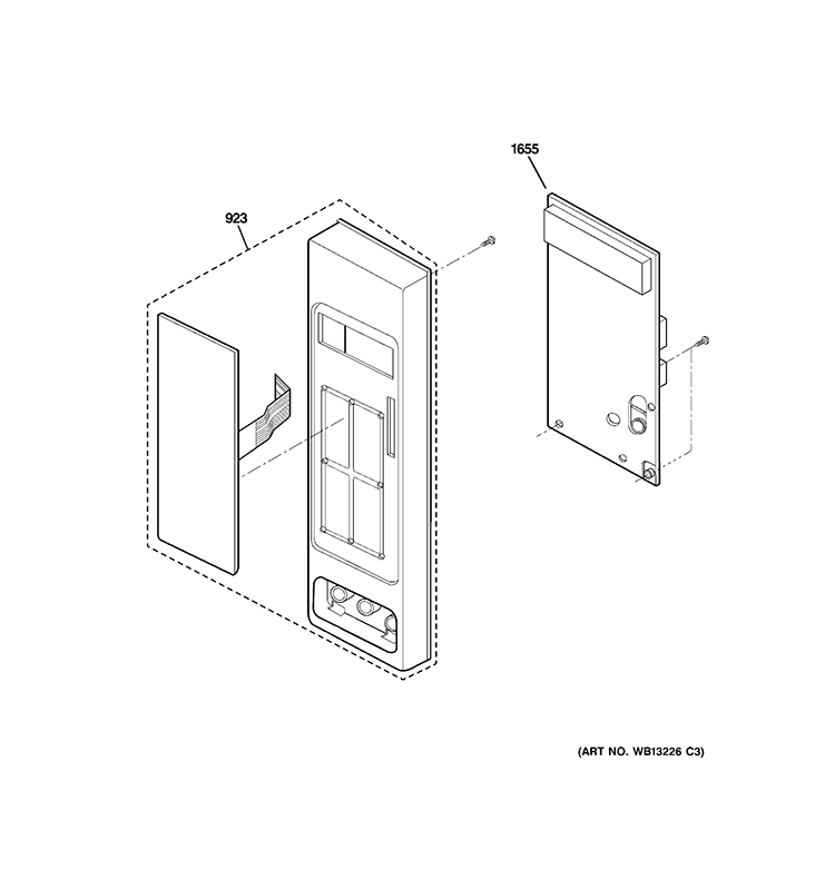 CONTROL PARTS Diagram and Parts List for JES735BJ01  General Electric Microwave