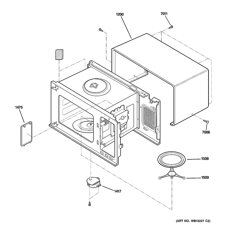 OVEN CAVITY PARTS Diagram and Parts List for JES735BJ01  General Electric Microwave