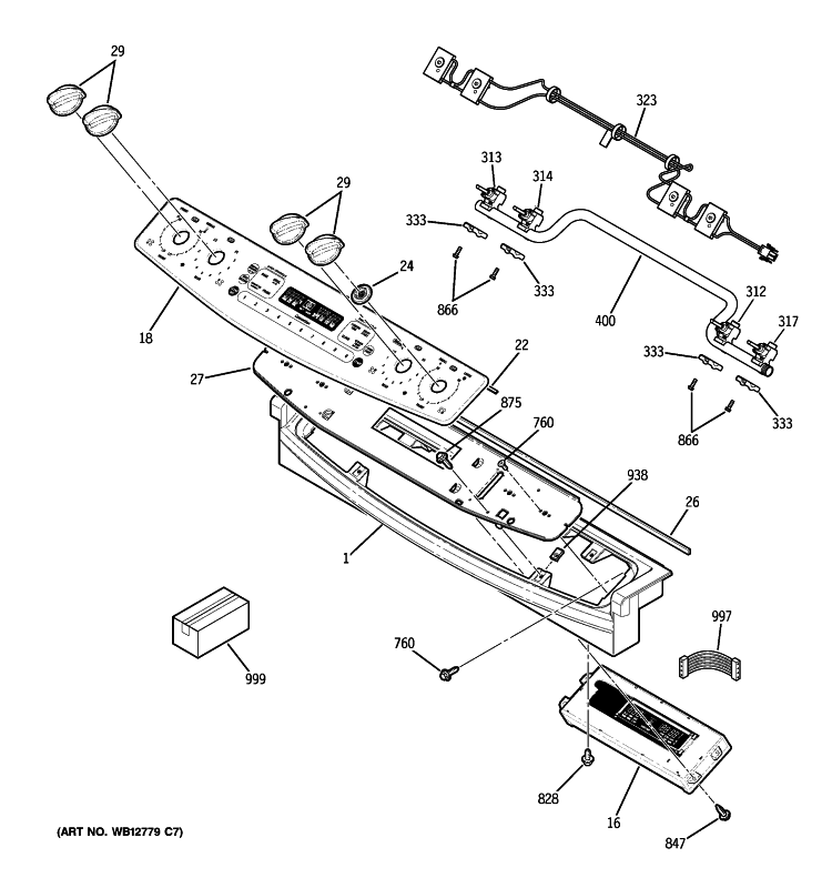 CONTROL PANEL Diagram and Parts List for PGS968TEP2WW  General Electric Range