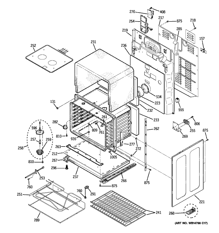 LOWER OVEN Diagram and Parts List for PB970SP4SS  General Electric Range