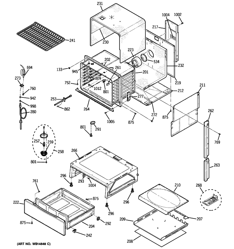 BODY PARTS Diagram and Parts List for PGS968SEP1SS  General Electric Range