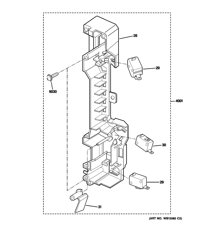 LATCH BOARD PARTS Diagram and Parts List for PVM1790DR1WW  General Electric Microwave