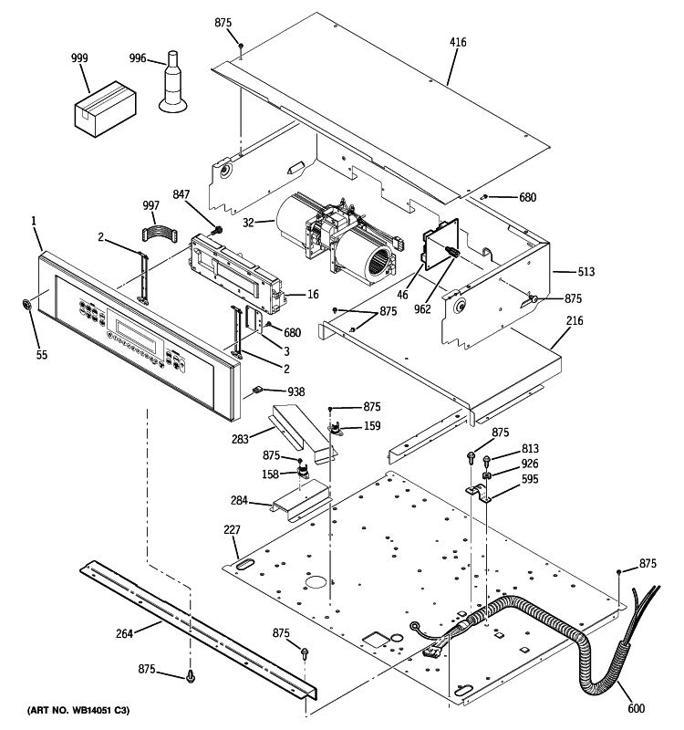 CONTROL PANEL Diagram and Parts List for PT958DR1BB  General Electric Wall Oven