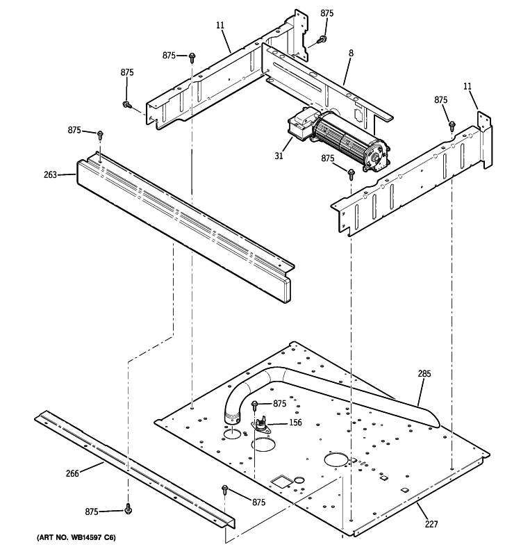 CENTER SPACER Diagram and Parts List for PT958SR1SS  General Electric Wall Oven