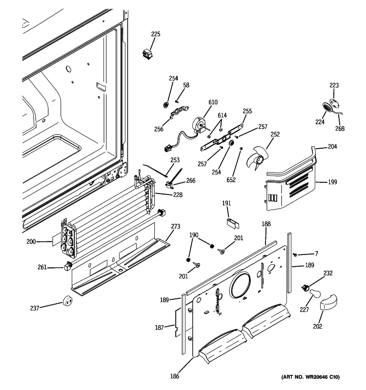 FREEZER SECTION Diagram and Parts List for GDSC0KBXCRWW  General Electric Refrigerator