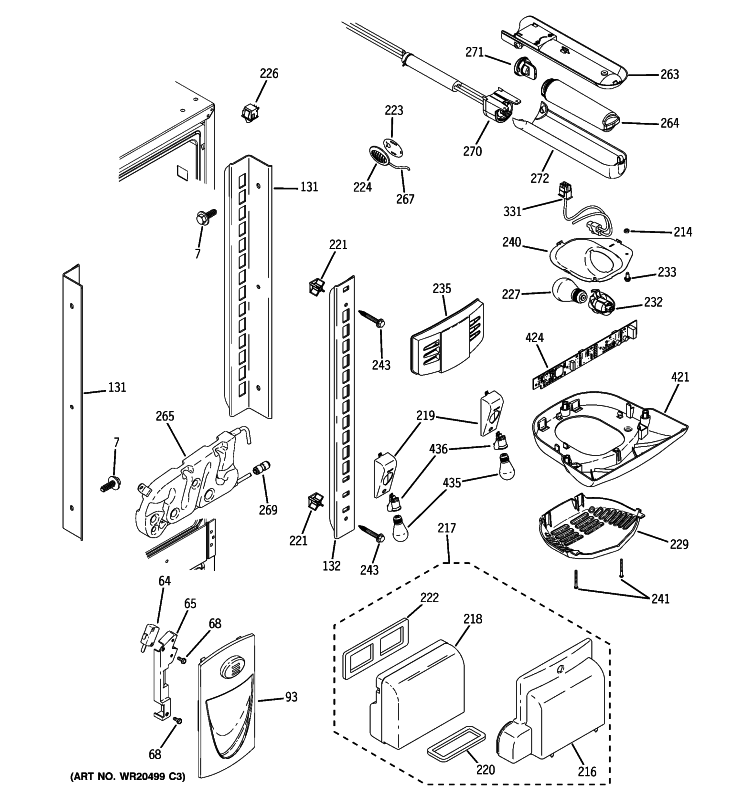 FRESH FOOD SECTION Diagram and Parts List for PFSF2MIXABB  General Electric Refrigerator